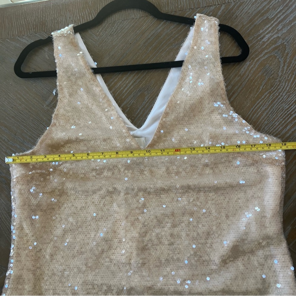 NWT A New Day Women's A-Line V-Neck Mini Sequin Party Dress - Cream (Medium) - Picture 8 of 9